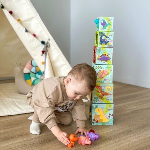 TOOKY TOY Drewniane Klocki Układanka Edukacyjna + 6 Figurek do zabawy 12 el.