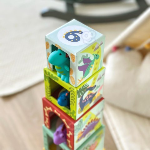 TOOKY TOY Drewniane Klocki Układanka Edukacyjna + 6 Figurek do zabawy 12 el.