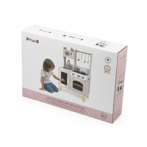 KUCHNIA DREWNIANA VIGA POLARB DLA DZIECI ŚWIATŁO DŹWIĘK GARNKI AKCESORIA RÓŻOWA