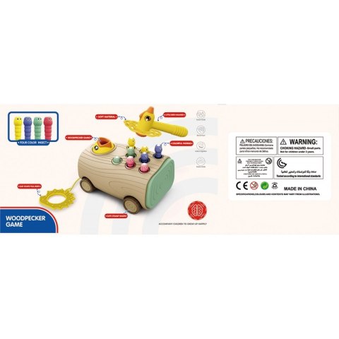 GRA ZRĘCZNOŚCIOWA DZIĘCIOŁ WBIJAK ROBAKÓW 3W1 WÓZEK CIĄGACZ DLA NIEMOWLĄT