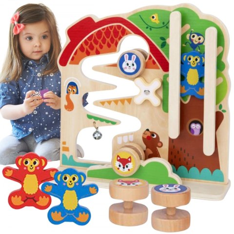 DREWNIANA TABLICA MANIPULACYJNA MONTESSORI LABIRYNT EDUKACYJNE KOLOROWE