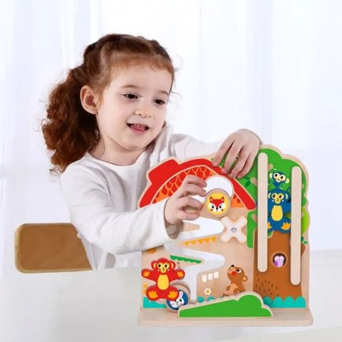 DREWNIANA TABLICA MANIPULACYJNA MONTESSORI LABIRYNT EDUKACYJNE KOLOROWE