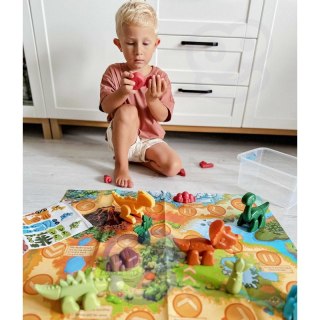 ZESTAW KONSTRUKCYJNY 2W1 GRA PLANSZOWA DINOZAURY KOSTKA 46 EL EDUKACYJNY