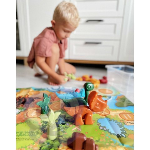 ZESTAW KONSTRUKCYJNY 2W1 GRA PLANSZOWA DINOZAURY KOSTKA 46 EL EDUKACYJNY