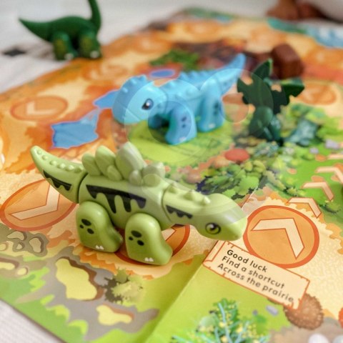 ZESTAW KONSTRUKCYJNY 2W1 GRA PLANSZOWA DINOZAURY KOSTKA 46 EL EDUKACYJNY