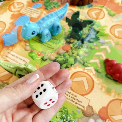 ZESTAW KONSTRUKCYJNY 2W1 GRA PLANSZOWA DINOZAURY KOSTKA 46 EL EDUKACYJNY