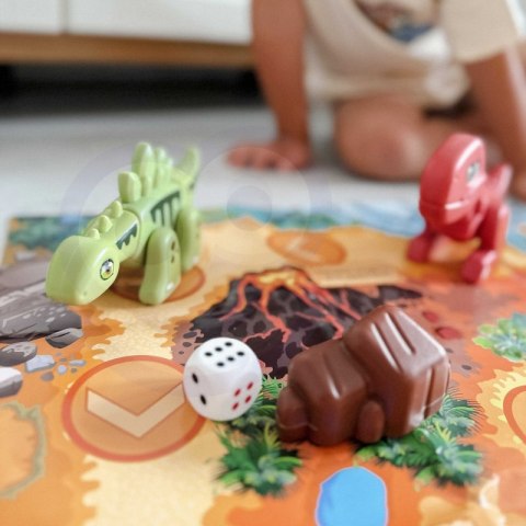ZESTAW KONSTRUKCYJNY 2W1 GRA PLANSZOWA DINOZAURY KOSTKA 46 EL EDUKACYJNY