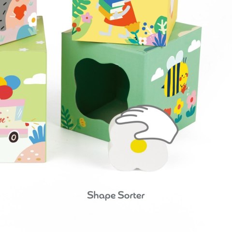 UKŁADANKA KOSTKI BOX LEŚNA PIRAMIDKA 10 EL. FSC EDUKACYJNE ROZWOJOWE TRWAŁE