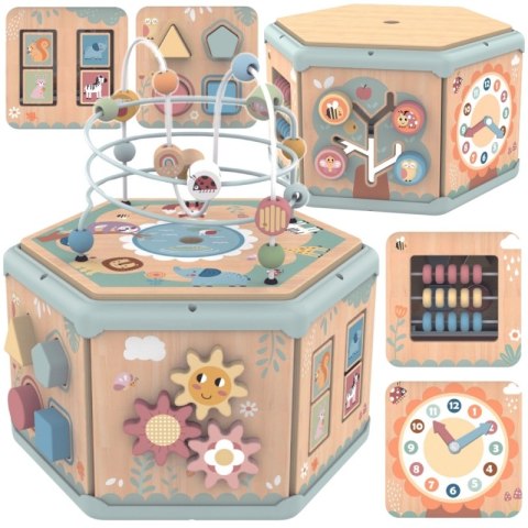 TOOKY TOY Interaktywny Drewniany Sześciokąt Montessori Otwierane Pudełko