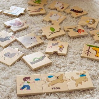 VIGA Drewniana Układanka Puzzle Dopasuj Czynności Zwierząt