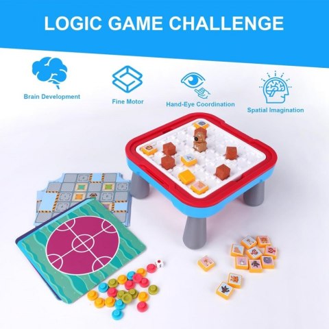 WOOPIE Stolik Gier Planszowych Logicznych 65 el. Zestaw 11w1