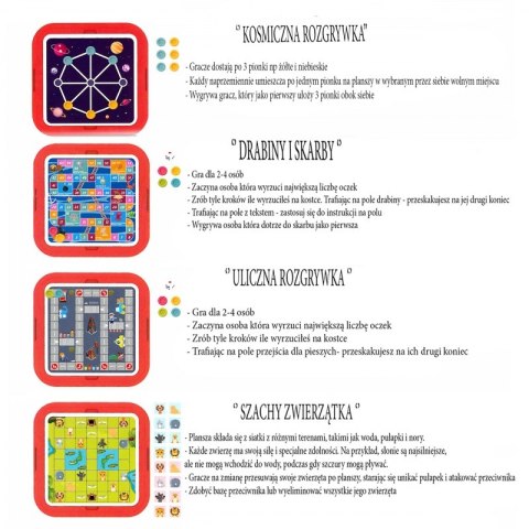 WOOPIE Stolik Gier Planszowych Logicznych 65 el. Zestaw 11w1