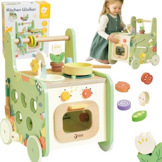 DREWNIANA KUCHNIA PCHACZ DLA DZIECI 2W1 CLASSIC WORLD SORTER AKCESORIA 15EL.