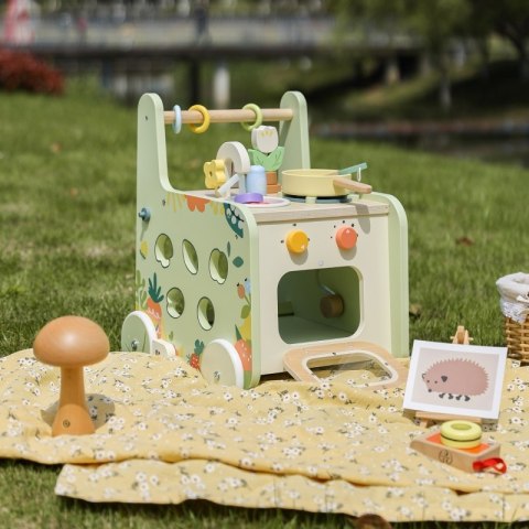 DREWNIANA KUCHNIA PCHACZ DLA DZIECI 2W1 CLASSIC WORLD SORTER AKCESORIA 15EL.