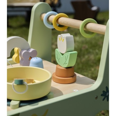 DREWNIANA KUCHNIA PCHACZ DLA DZIECI 2W1 CLASSIC WORLD SORTER AKCESORIA 15EL.