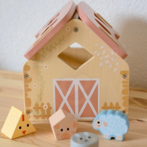 WOOPIE GREEN Drewniana Farma Sorter Kształtów i Kolorów 13 el.