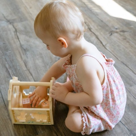 WOOPIE GREEN Drewniana Farma Sorter Kształtów i Kolorów 13 el.