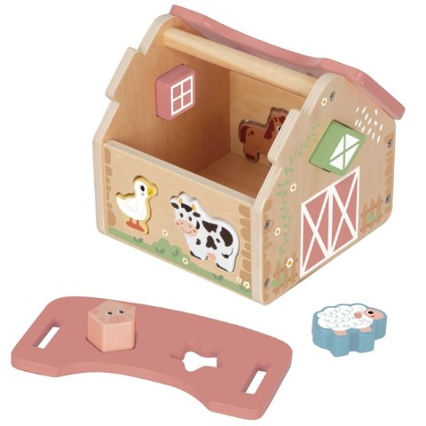 WOOPIE GREEN Drewniana Farma Sorter Kształtów i Kolorów 13 el.