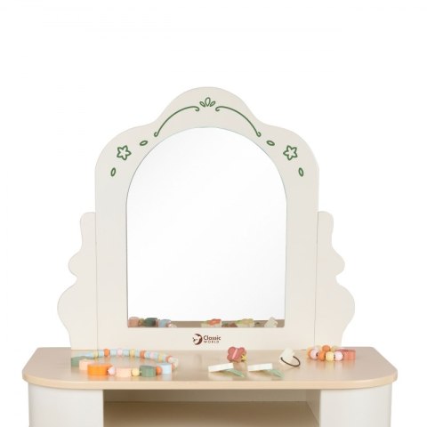 CLASSIC WORLD Drewniana Toaletka z Lustrem Krzesełkiem i Akcesoriami Pastelowa CLASSIC WORLD Drewniana Toaletka z Lustrem Krzesełkiem i Akcesoriami Pastelowa