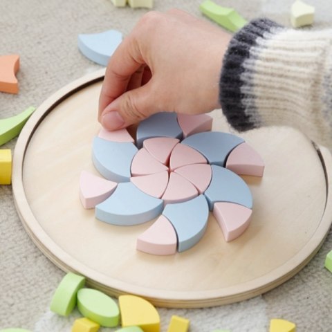 PASTELOWA MANDALA UKŁADANKA MONTESSORI MOZAIKA KWIATY EDUKACYJNE KREATYWNE