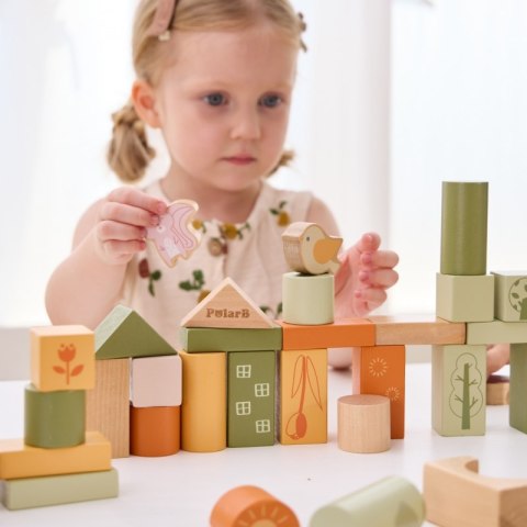 DREWNIANE KLOCKI BLOKI MONTESSORI ZWIERZĘTA 50 EL EDUKACYJNE KREATYWNE