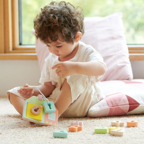 DREWNIANA PRZEPLATANKA KLOCKI DO NAWLEKANIA KLUCZE DRZWI MONTESSORI 11 EL