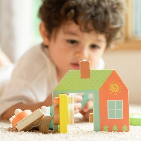 DREWNIANA PRZEPLATANKA KLOCKI DO NAWLEKANIA KLUCZE DRZWI MONTESSORI 11 EL