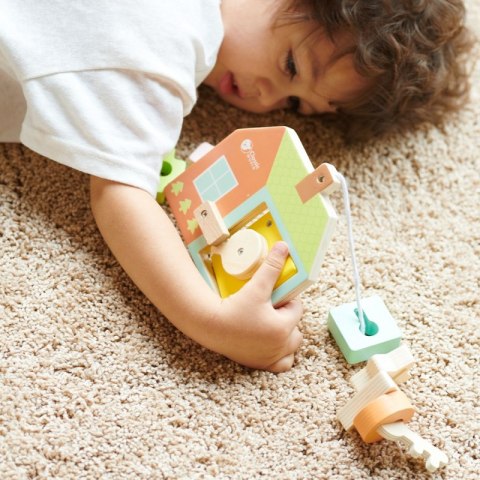 DREWNIANA PRZEPLATANKA KLOCKI DO NAWLEKANIA KLUCZE DRZWI MONTESSORI 11 EL