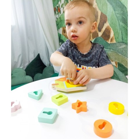 DREWNIANA PRZEPLATANKA KLOCKI DO NAWLEKANIA KLUCZE DRZWI MONTESSORI 11 EL