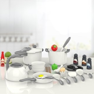 ZESTAW MAŁEGO KUCHARZA GARNKI PATELNIA CZAJNIK BIAŁY 32EL DLA DZIECI