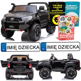 AUTO NA AKUMULATOR DLA 2 DZIECI TOYOTA HILUX 4X4 PILOT EVA SKÓRA LED RADIO MP3