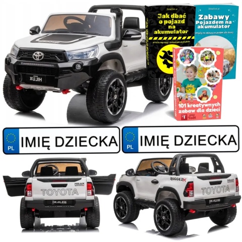 AUTO NA AKUMULATOR DLA 2 DZIECI TOYOTA HILUX 4X4 PILOT EVA SKÓRA LED RADIO MP3