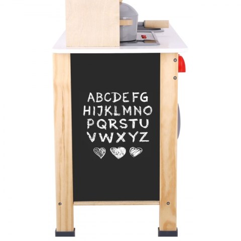 DUŻA KUCHNIA DREWNIANA DLA DZIECI TOOKY TOY TABLICA GARNKI AKCESORIA 10 EL.