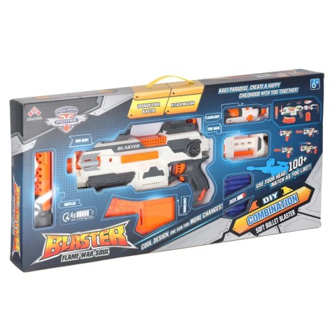 KARABIN BLASTER MODULAR 4W1 NA STRZAŁKI PIANKOWE AKUMULATOR LATARKA 2 MAGAZYNKI