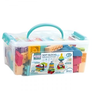 KLOCKI SOFT DLA DZIECI ZESTAW 99 ELEMENTÓW W PUDEŁKU KREATYWNE MOTORYCZNE