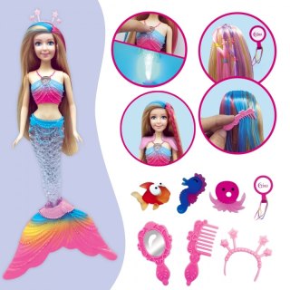 LALKA SYRENKA GINA MAGICZNA TĘCZOWA Z AKCESORIAMI KREATYWNA DLA DZIECI ZABAWA