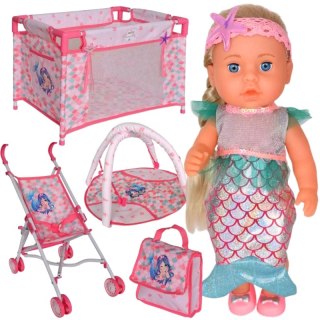 WOOPIE ROYAL Lalka Bobas 36 cm Syrenka Interaktywna Zestaw XXL Opiekunka 18w1