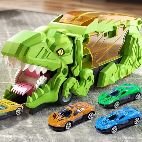 ZESTAW POJAZDÓW TOR DINOZAUR POŻERACZ 13EL POJAZDY DLA DZIECI RESORAKI