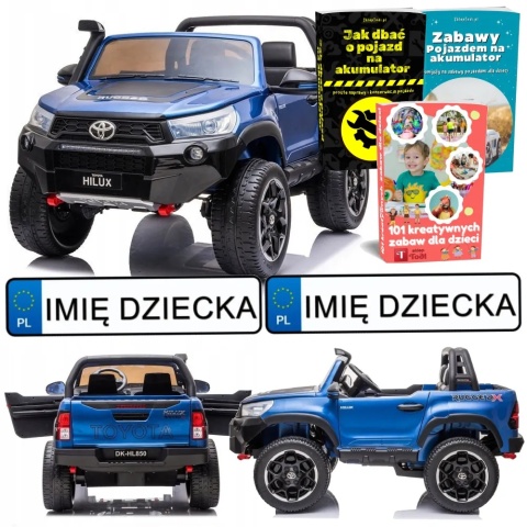 AUTO NA AKUMULATOR DLA 2 DZIECI TOYOTA HILUX 4X4 LAKIER PILOT EVA SKÓRA LED RADIO MP3