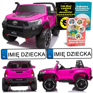 AUTO NA AKUMULATOR DLA 2 DZIECI TOYOTA HILUX 4X4 PILOT EVA SKÓRA LED RADIO MP3