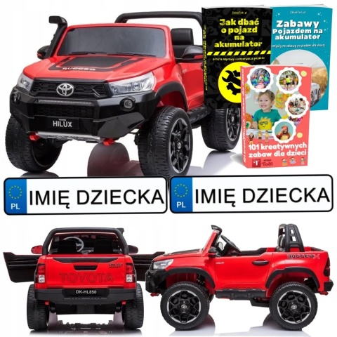 AUTO NA AKUMULATOR DLA 2 DZIECI TOYOTA HILUX LAKIER 4X4 PILOT EVA SKÓRA LED RADIO MP3