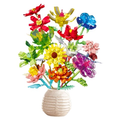 KLOCKI KONSTRUKCYJNE BUKIET KWIATÓW KOMPOZYCJA W WAZONIE ZESTAW 1001 EL.