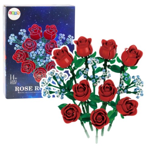 KLOCKI KONSTRUKCYJNE BUKIET KWIATÓW RÓŻE CZERWONE ZESTAW KONSTRUKCYJNY 649EL