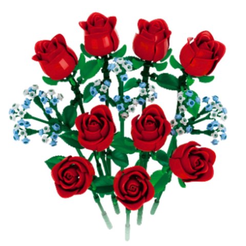 KLOCKI KONSTRUKCYJNE BUKIET KWIATÓW RÓŻE CZERWONE ZESTAW KONSTRUKCYJNY 649EL