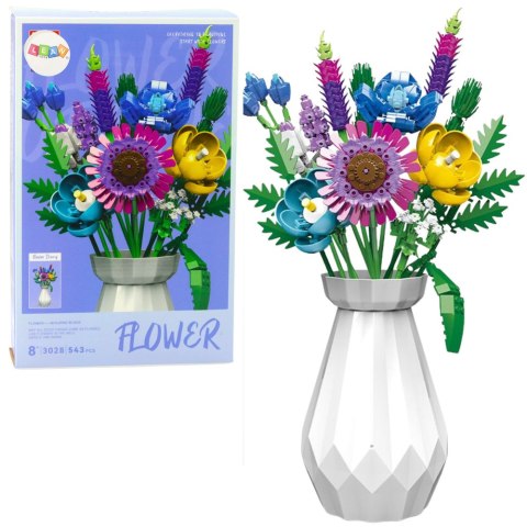 KLOCKI KONSTRUKCYJNE BUKIET KWIATYW BIAŁYM WAZONIE ZESTAW 543 EL.