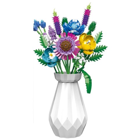 KLOCKI KONSTRUKCYJNE BUKIET KWIATYW BIAŁYM WAZONIE ZESTAW 543 EL.