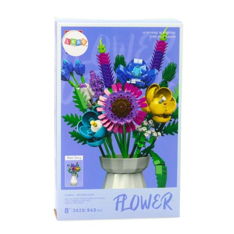 KLOCKI KONSTRUKCYJNE BUKIET KWIATYW BIAŁYM WAZONIE ZESTAW 543 EL.