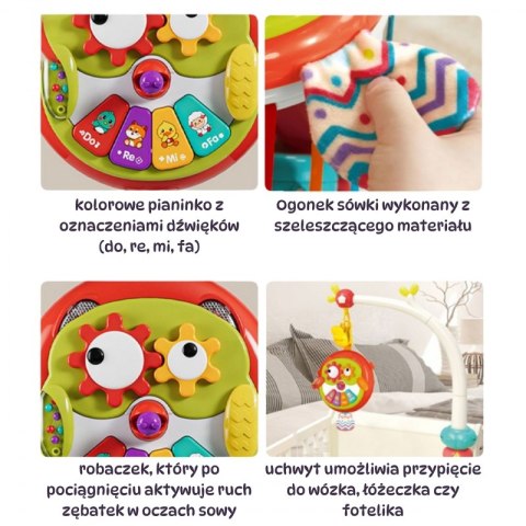 INTERAKTYWNA ZABAWKA SOWA PIANINKO DLA DZIECI SZELESZCZĄCY OGON