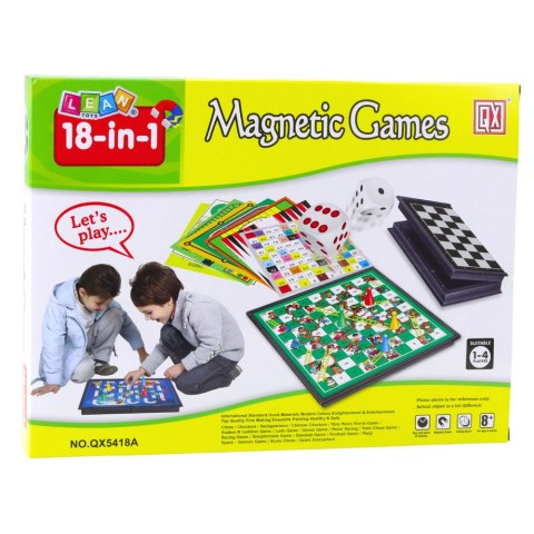 Zestaw Gier Planszowych 18w1 Szachy Magnetyczne Football Gęś Manji Baseball