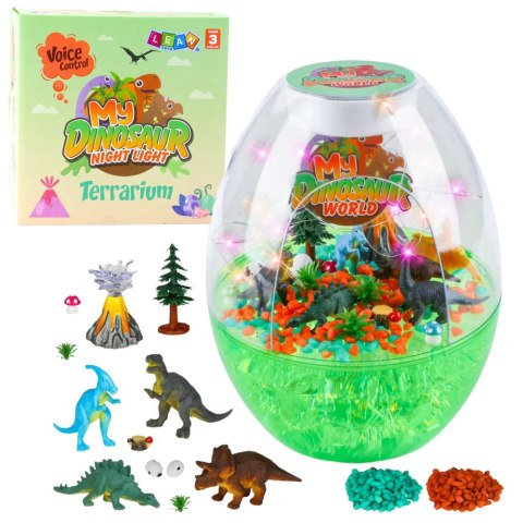 LAMPKA NOCNA TERRARIUM ZESTAW KREATYWNY Z DINOZAURAMI STEROWANIE GŁOSEM DIY